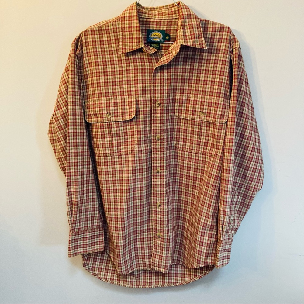 Men's Cabela's Guide Wear Plaid Long Sleeve Button Down Sz Small